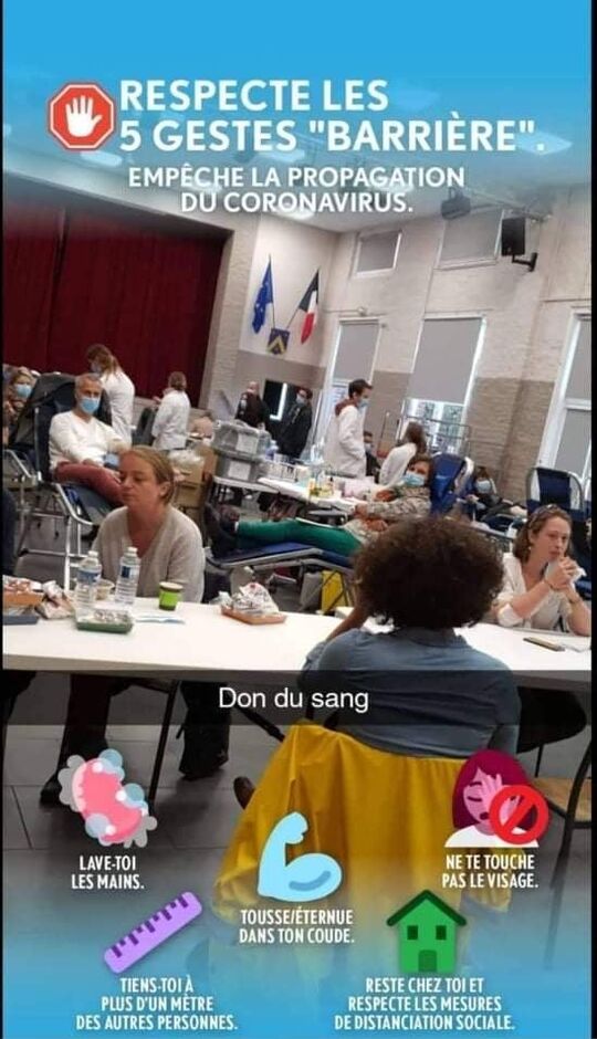 Les gestes barrières pendant le don du sang