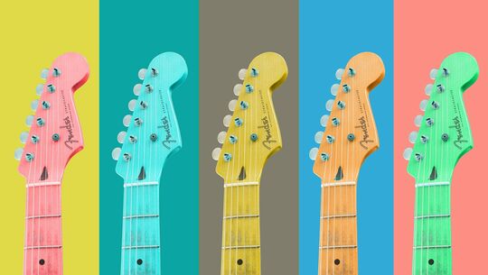 Illustration par des guitares colorées